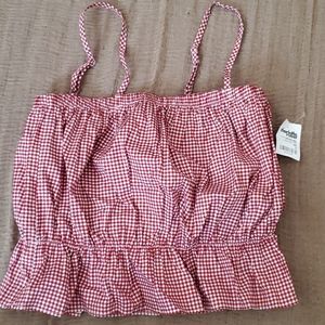 Red and white crop top